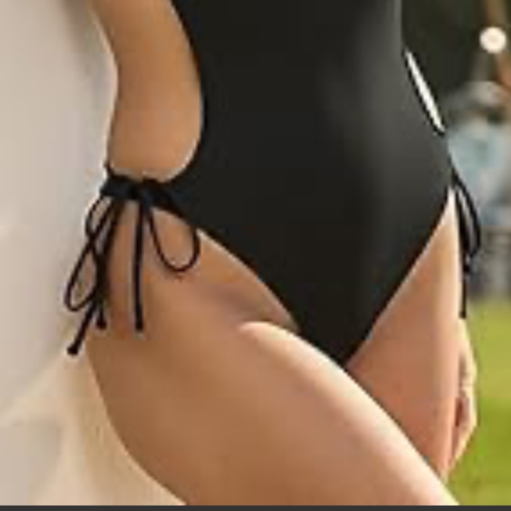 Dobreva Elegant Black One-Piece ribbed cut-out Swimsuit black SZ S New